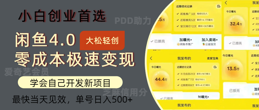 闲鱼0成本极速变现项目，多种变现方式，单号日入500+最新玩法-知墨网