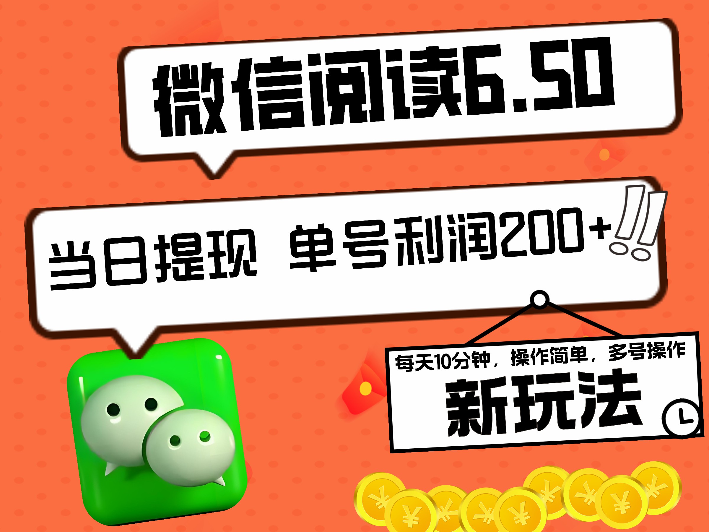 2024最新微信阅读6.50新玩法，5-10分钟 日利润200+，0成本当日提现，可矩阵多号操作-知墨网