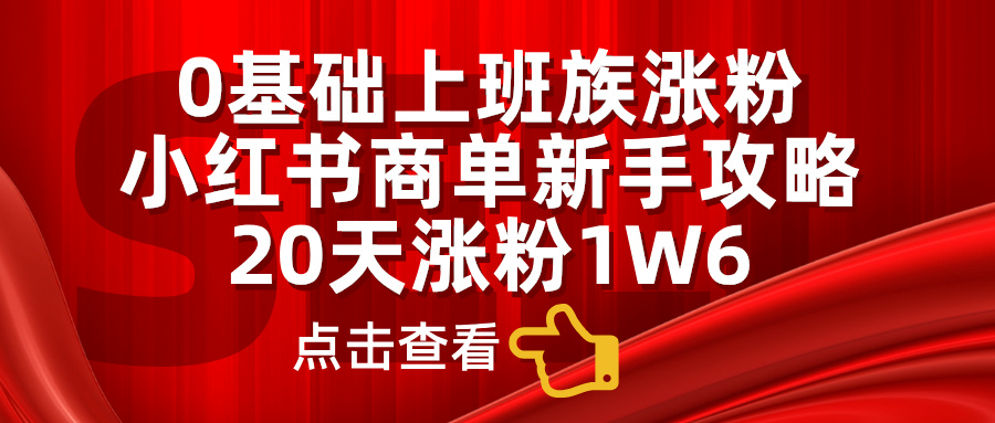 0基础上班族涨粉，小红书商单新手攻略，20天涨粉1.6w-知墨网