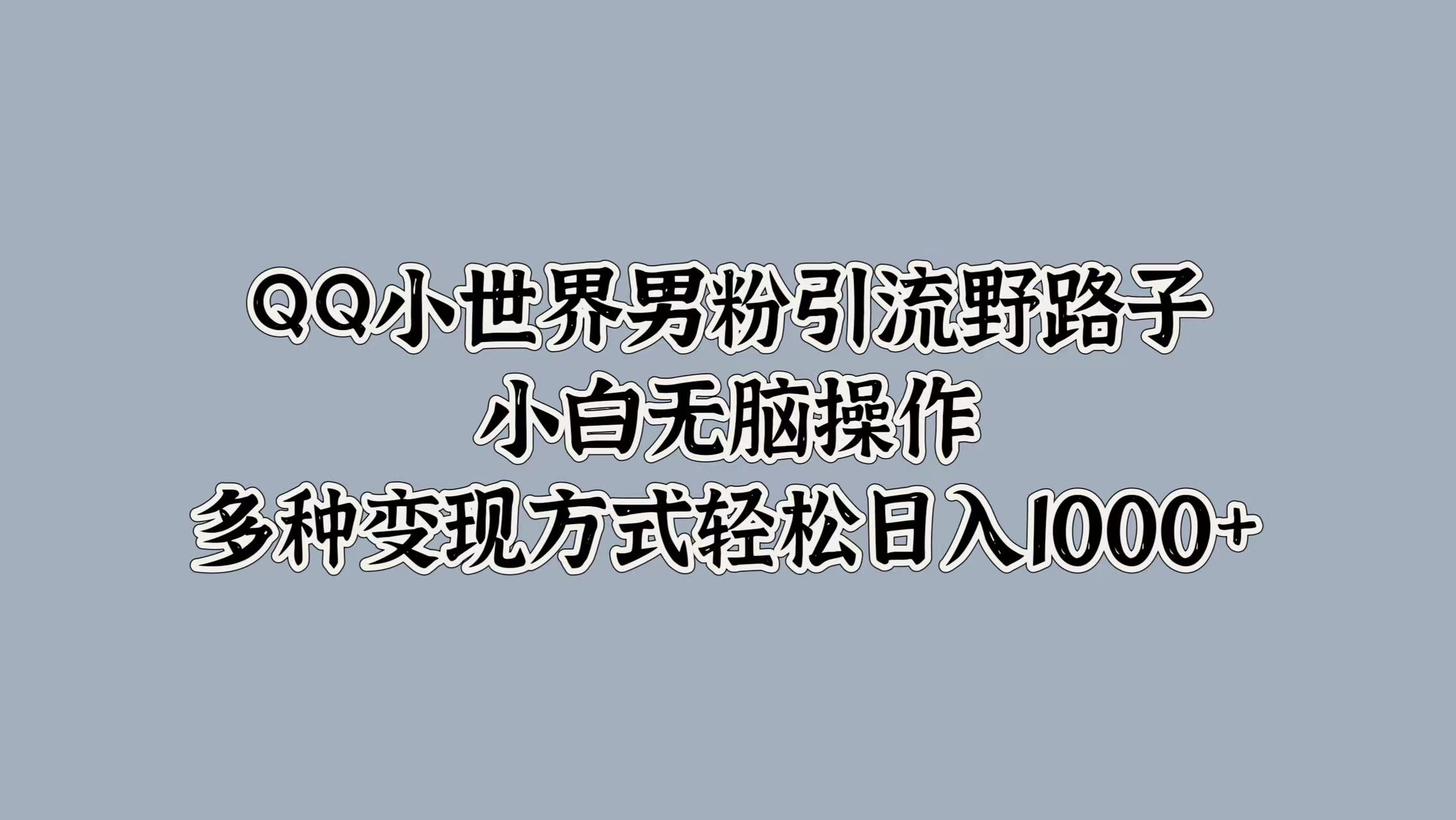 QQ小世界男粉引流野路子，小白无脑操作，多种变现方式轻松日入1000+-知墨网