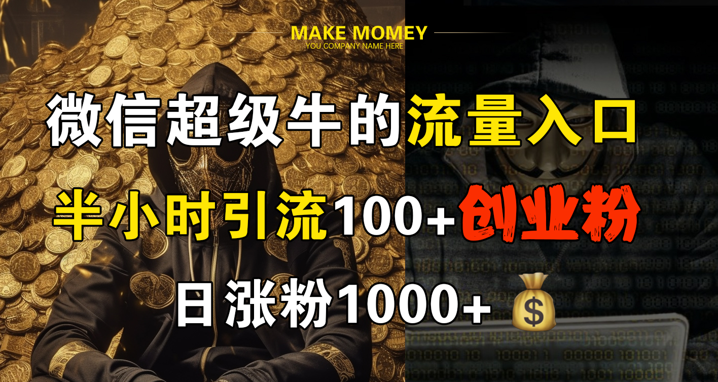 微信超级牛的流量入口，半小时引流100+创业粉，日涨粉1000+-知墨网