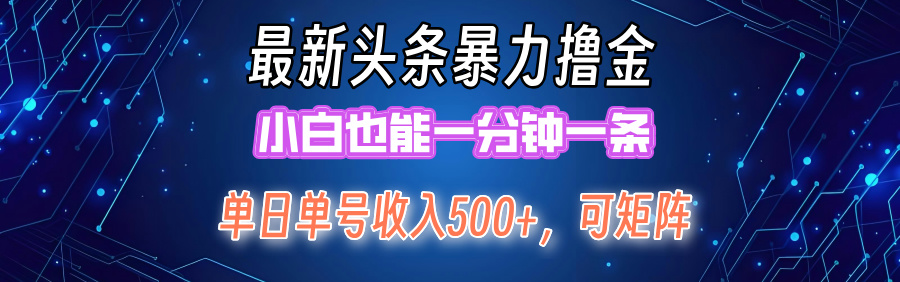 最新头条撸金，小白也能一分钟一条-知墨网