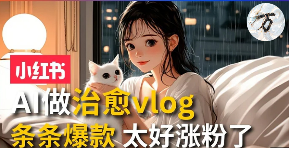 AI治愈系vlog动画视频，小红书7天 涨粉破千，商单报价1500+，0成本制作，日入2000+，有手就会 -知墨网