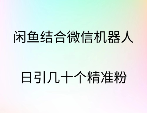 闲鱼结合微信机器人，日引几十个精准粉-知墨网