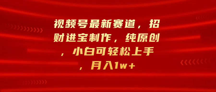 视频号最新赛道，招财进宝制作，纯原创，小白可轻松上手，月入1w+-知墨网