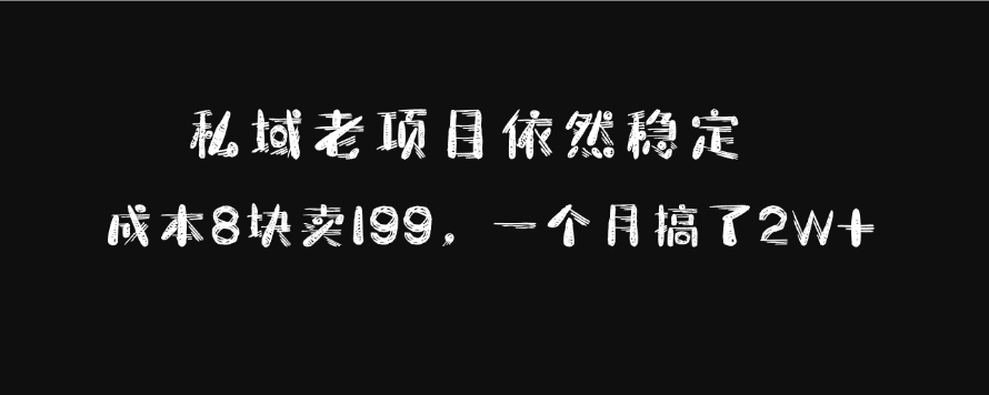 私域老项目依然稳定，成本8块卖199，一个月搞了2W+-知墨网