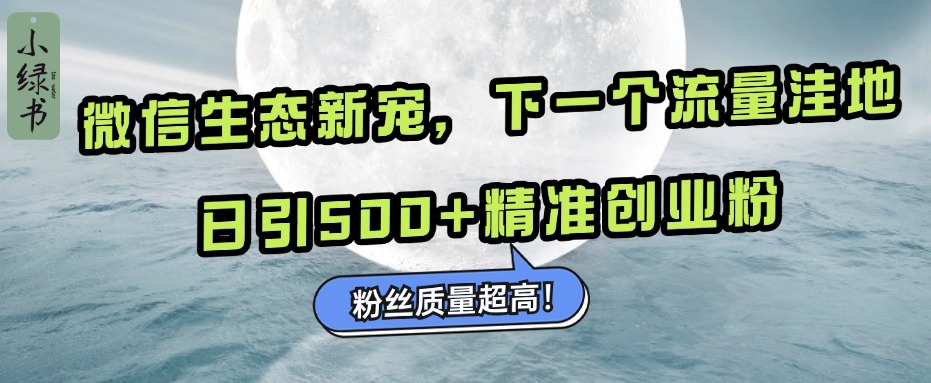 微信生态新宠小绿书：下一个流量洼地，粉丝质量超高，日引500+精准创业粉，-知墨网