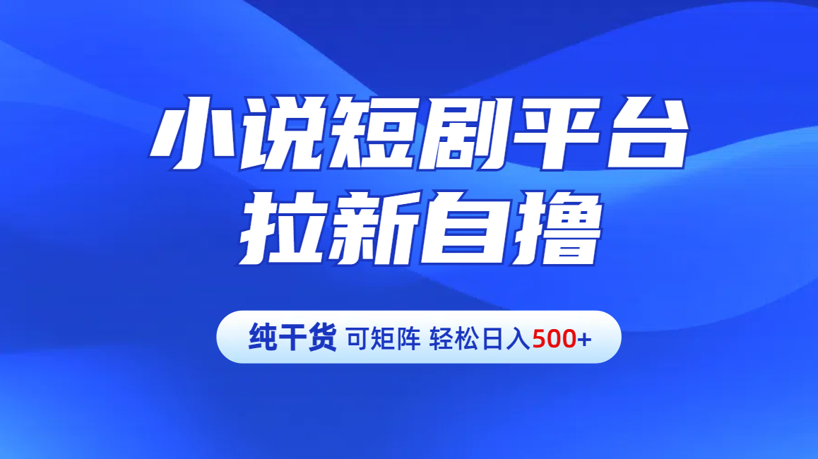 【纯干货】小说短剧平台拉新自撸玩法详解-单人轻松日入500+-知墨网