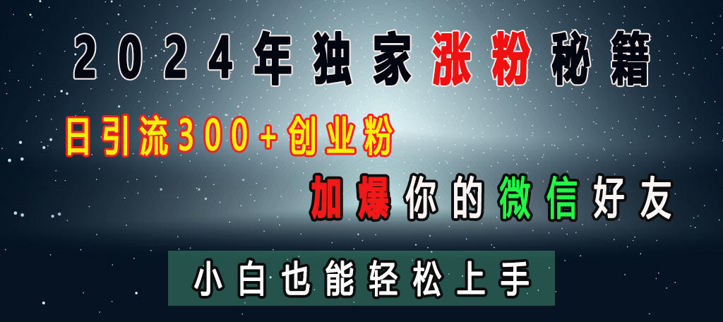 2024年独家涨粉秘籍，日引流300+创业粉，加爆你的微信好友，小白也能轻松上手-知墨网