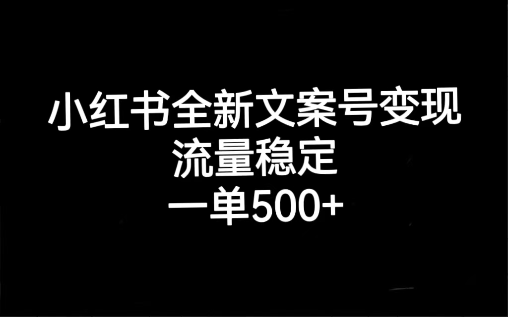 小红书全新文案号变现，流量稳定，一单收入500-知墨网