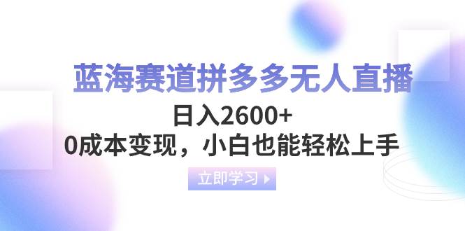 蓝海赛道拼多多无人直播，日入2600+，0成本变现，小白也能轻松上手-知墨网