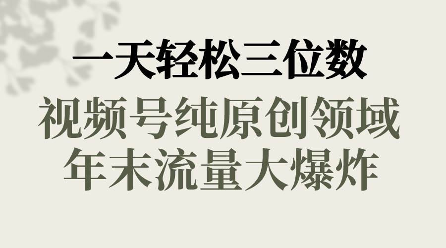 一天轻松三位数，视频号纯原创领域，春节童子送祝福，年末流量大爆炸-知墨网