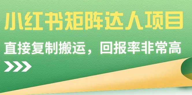 小红书矩阵达人项目，直接复制搬运，回报率非常高-知墨网