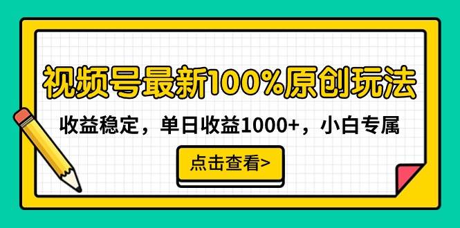 视频号最新100%原创玩法，收益稳定，单日收益1000+，小白专属-知墨网