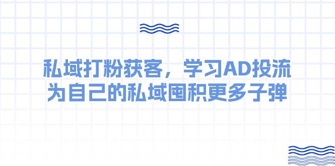 某收费课：私域打粉获客，学习AD投流，为自己的私域囤积更多子弹-知墨网