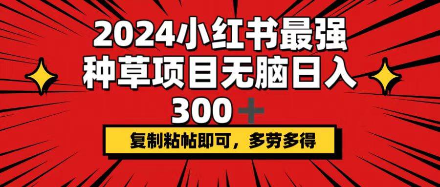 2024小红书最强种草项目，无脑日入300+，复制粘帖即可，多劳多得-知墨网